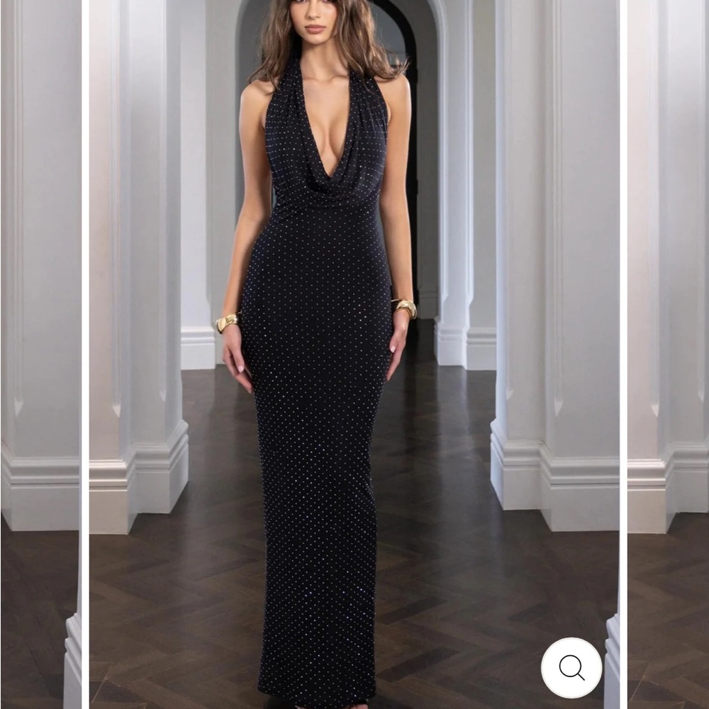 Nookie Black Sparkle Halter Maxi Dress